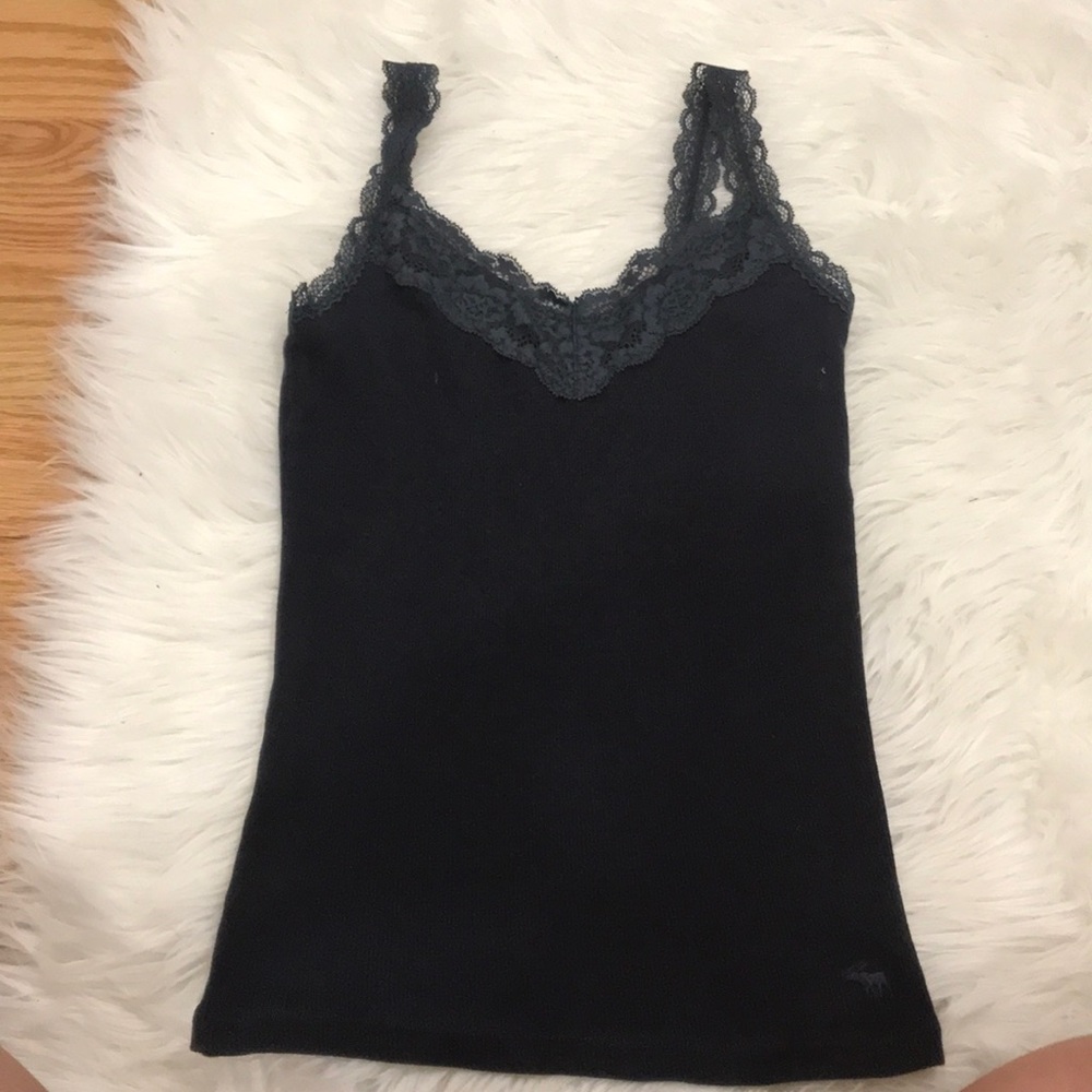 Navy blue lace v-neck tank